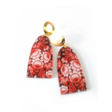 Red Earrings, Floral 